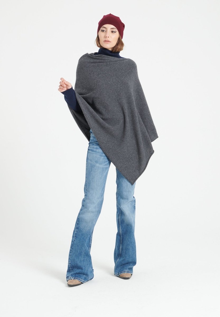 Damen-Poncho aus Kaschmir, anthrazitgrau - LILLY 9