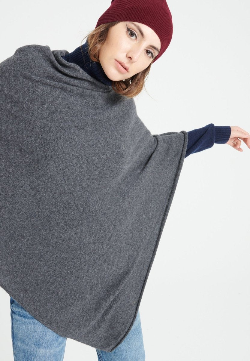 Damen-Poncho aus Kaschmir, anthrazitgrau - LILLY 9
