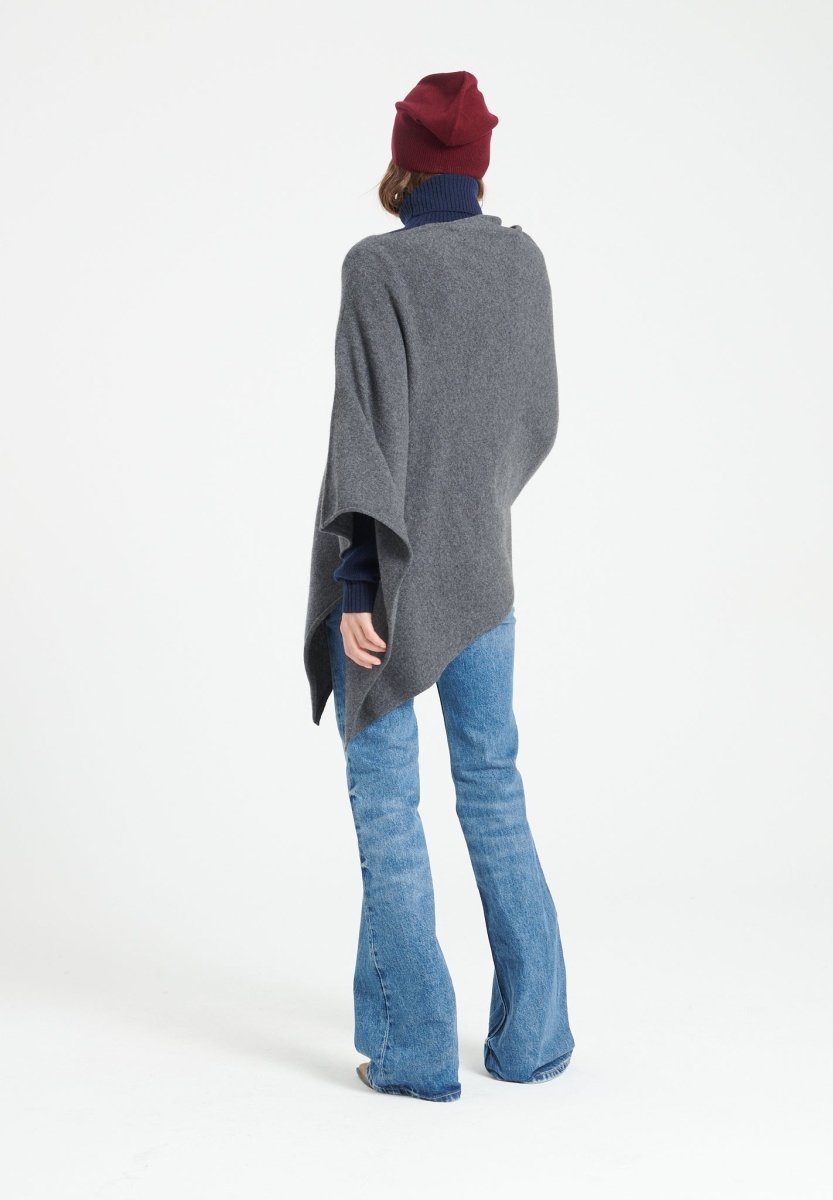 Damen-Poncho aus Kaschmir, anthrazitgrau - LILLY 9